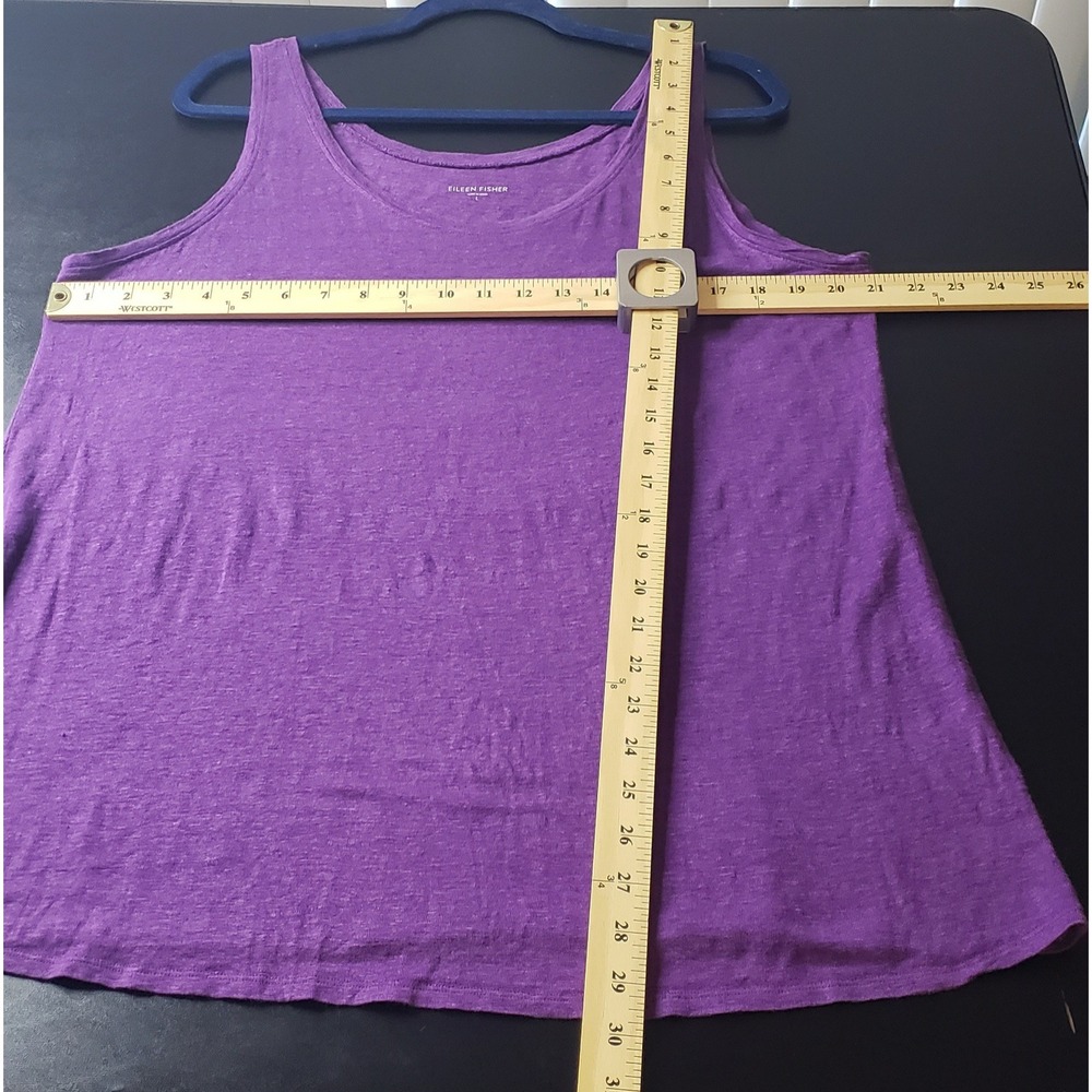 Eileen Fisher Purple 100% Linen Sleeveless Slub Tank Top L Quiet Luxury Fall - Picture 6 of 8
